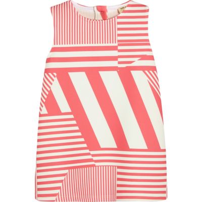Mini girls pink stripe shift dress